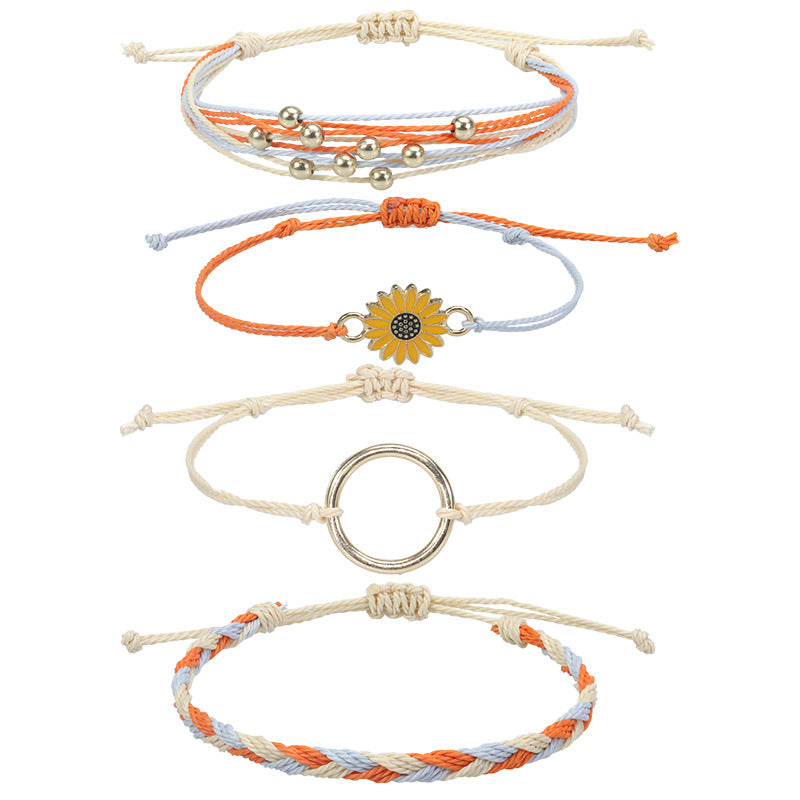 Strap Waterproof Wax Line Hand-woven Sunflower Bracelets