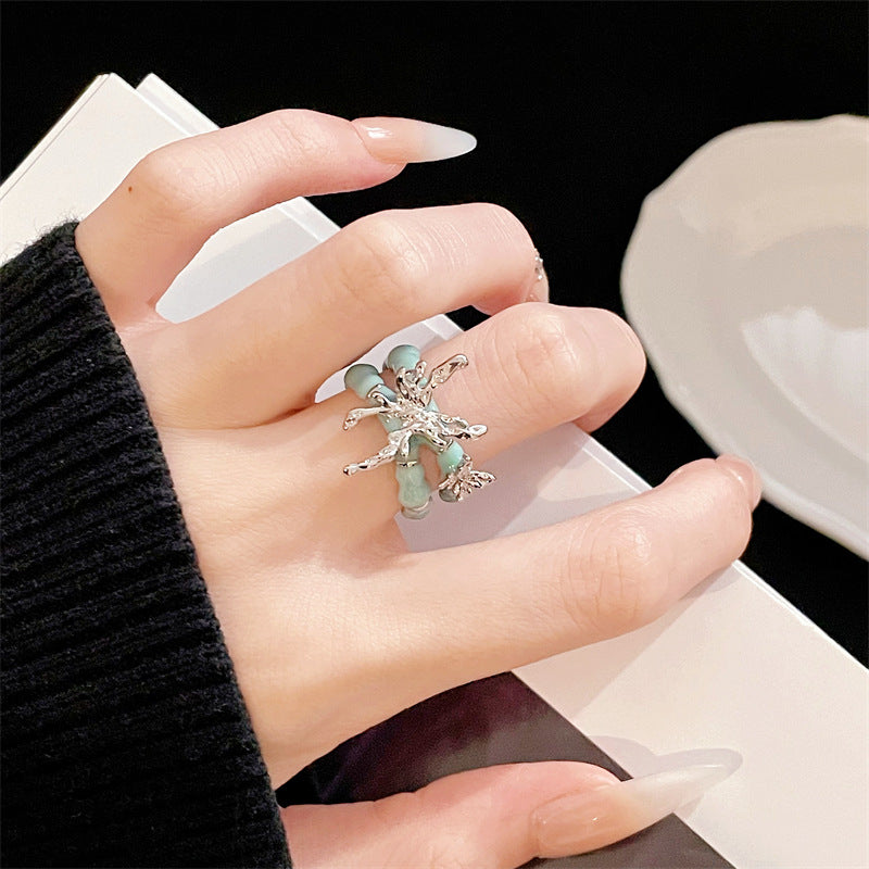 Women's Style Blue Butterfly Opening Design Fashion Advanced Rings