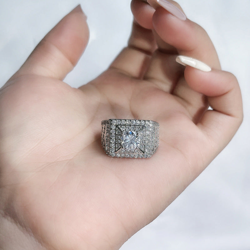 Full Diamond Open-end Zircon Female High Sense Niche Personality Rings