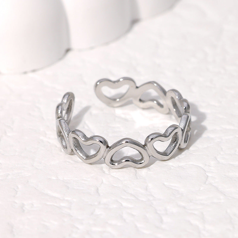 Women's Love Heart-shaped Stainless Steel Sweet Cute Design Rings