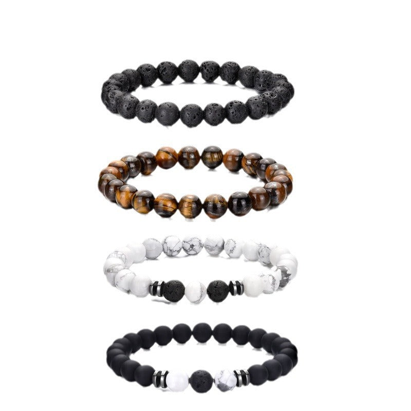 Women's & Men's Eye Hand-woven White Turquoise Suit Stretch Bracelets