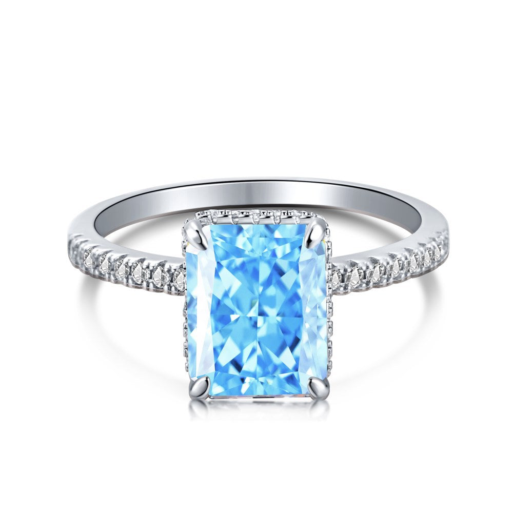 French Style Super Flash Square Diamond Ice Rings