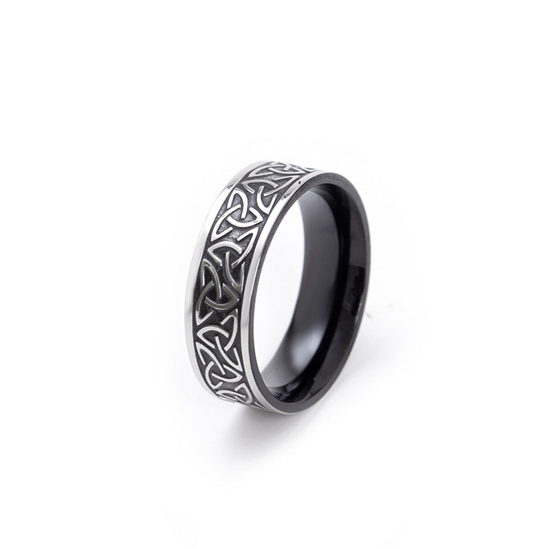 Men's Nordic Style Titanium Steel Viking Text Personality Rings