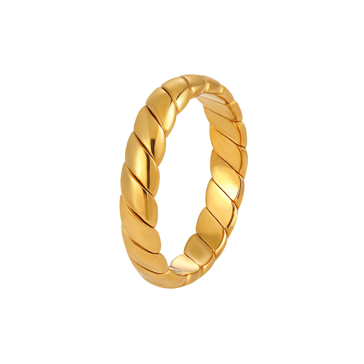 Aloofness Style Fashion Geometric Woven Pattern Simple Gold High-grade Titanium Ring
