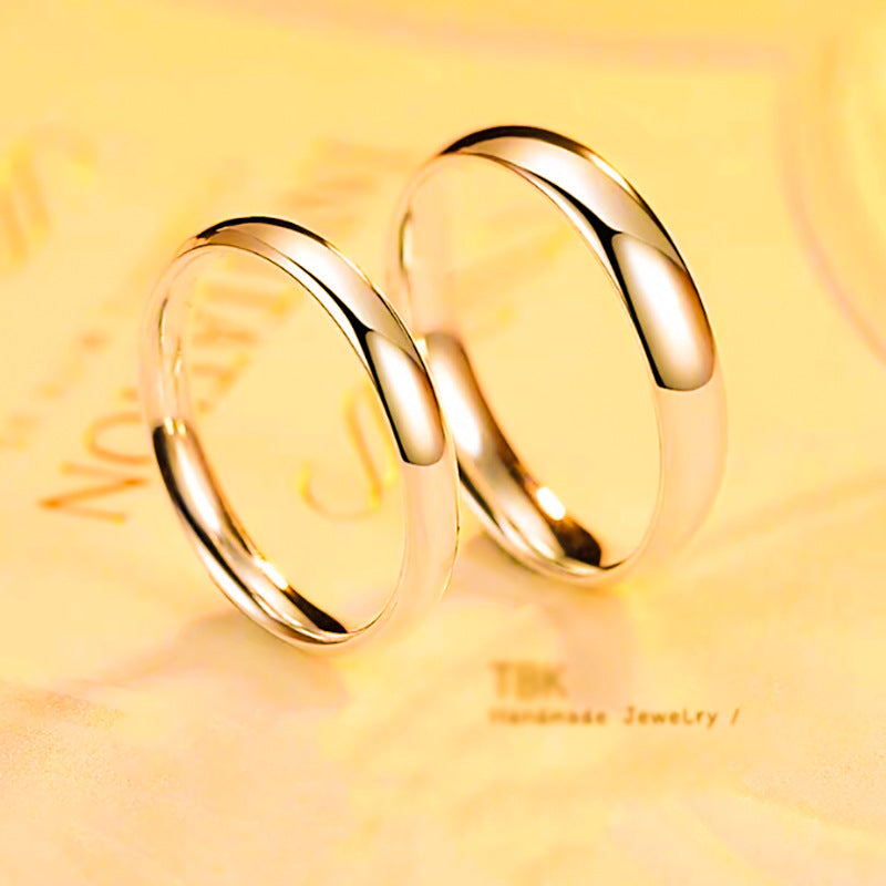 Simple Stainless Steel Glossy Inner Outer Ball Arc Titanium Rings