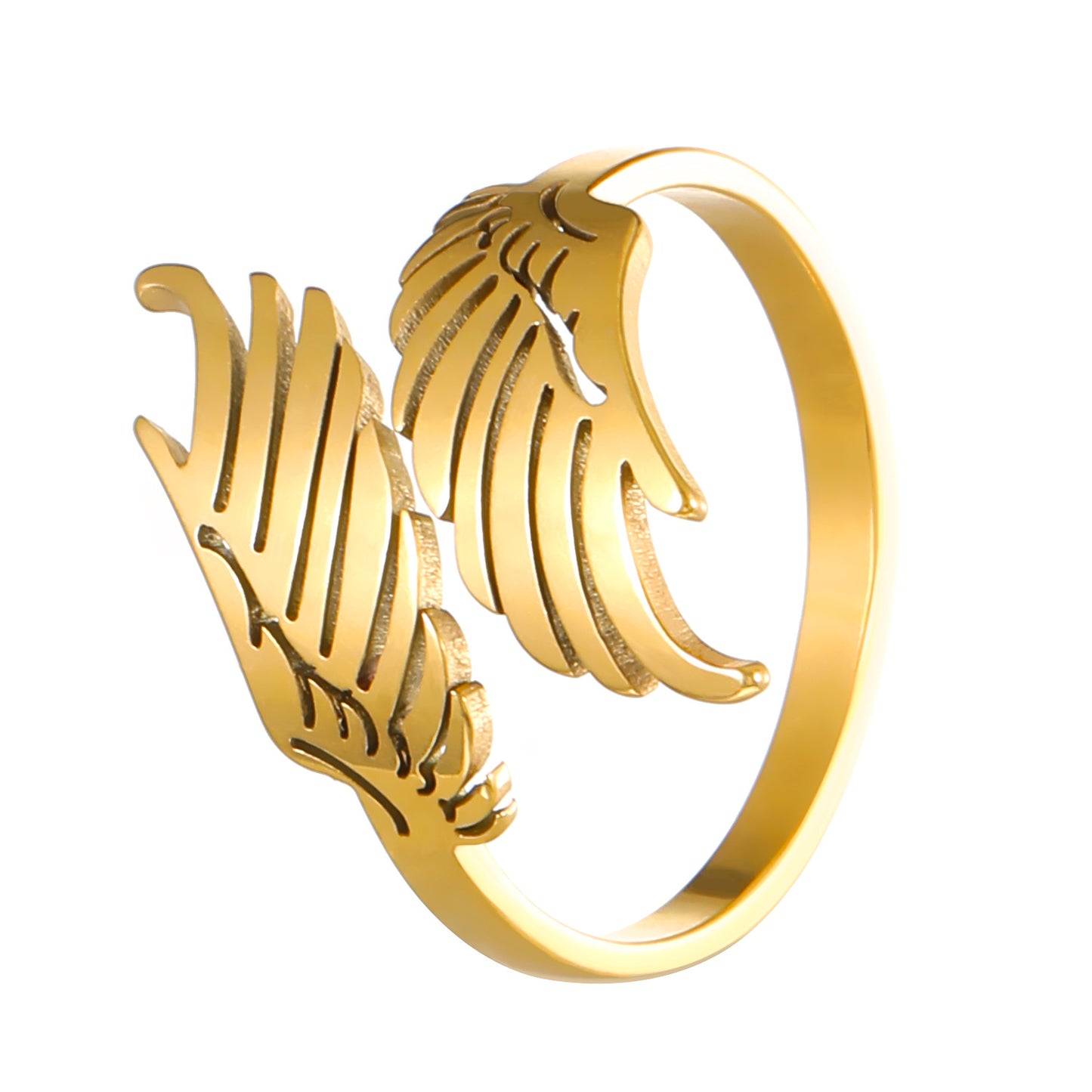 Hip Hop Couple Niche Wings Opening Adjustable Stainless Ring
