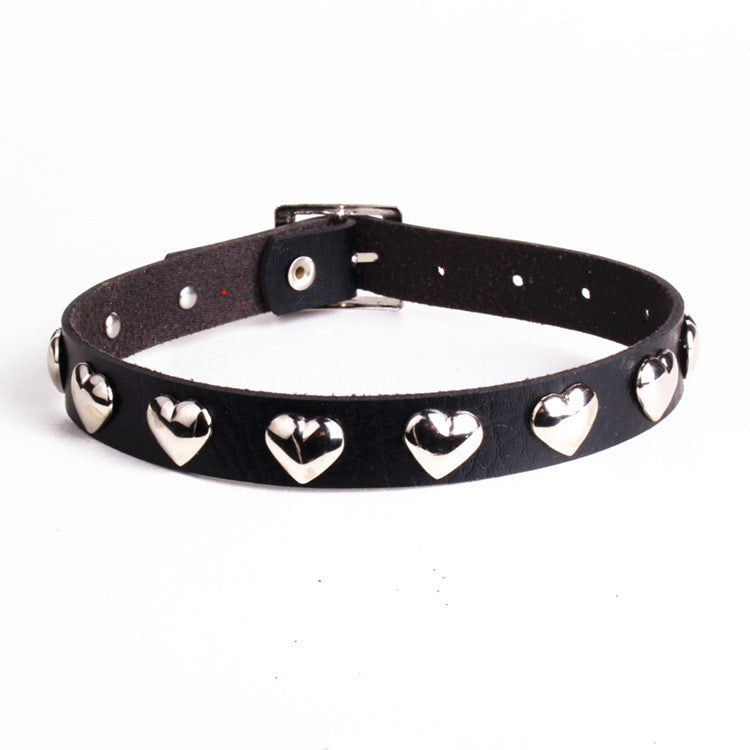 Punk Heart-shaped Leather Fashion Sexy Rivets Necklaces