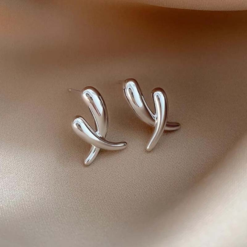 Women's Simple Cross Irregular Metal For Graceful High-grade Earrings
