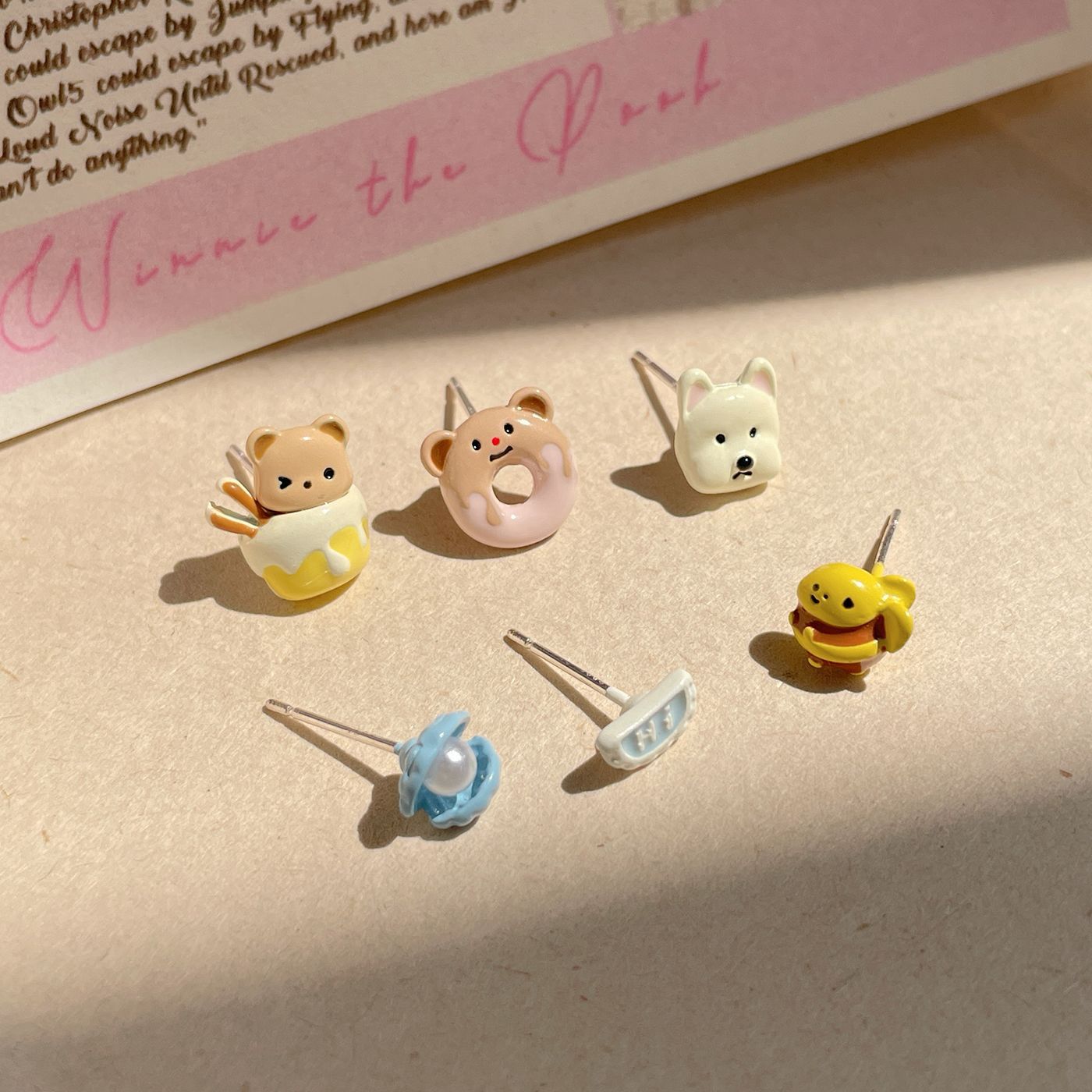 Honey Pot Bear Ear Suit Female Sier Needle Rings