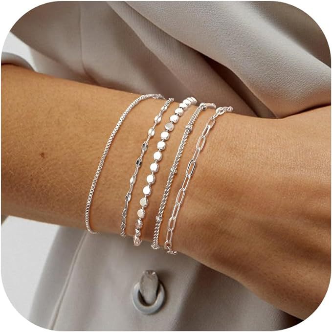 Women's Pcs Set Metal Figaro Chain Suit Bracelets