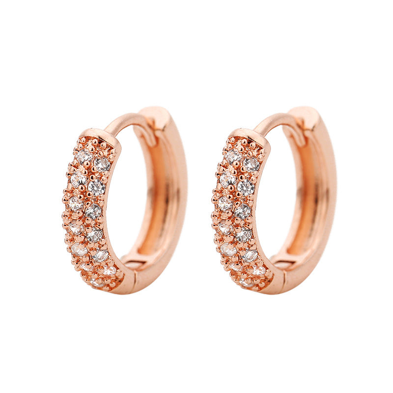 Micro Inlaid Zircon Geometric Fashion Ear Clips Round Earrings