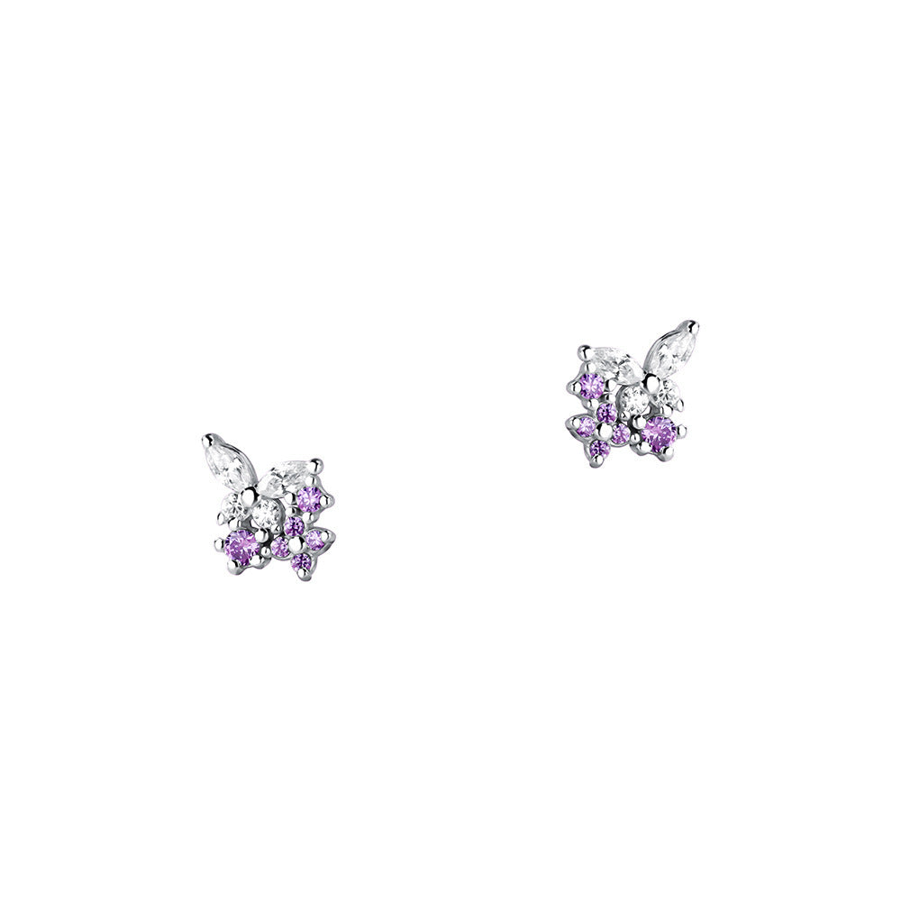 Sier Lavender Butterfly Female Flower Plant Design Affordable Luxury Fashion Stud Earrings