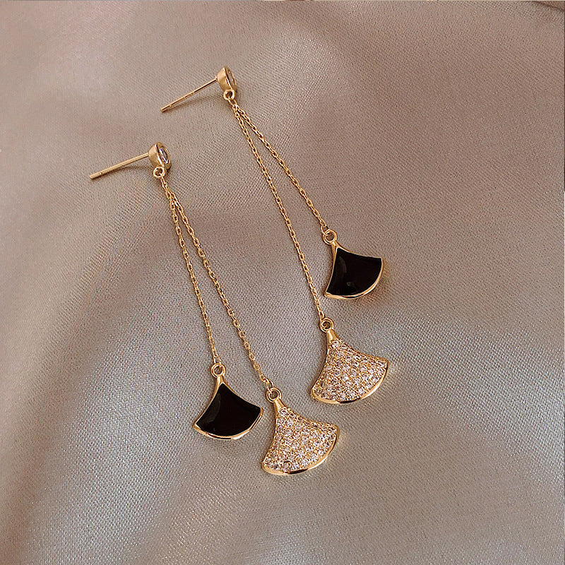 Tassel High-grade Sier Needle Metal Light Luxury Pearl Earrings
