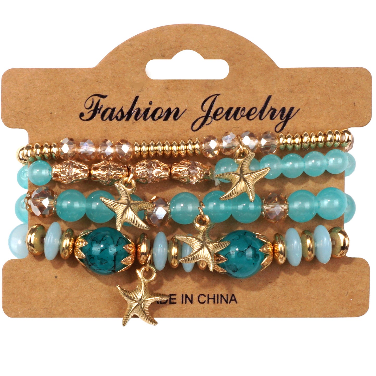 Bohemian Starfish Artificial Crystal String Beads Bracelet
