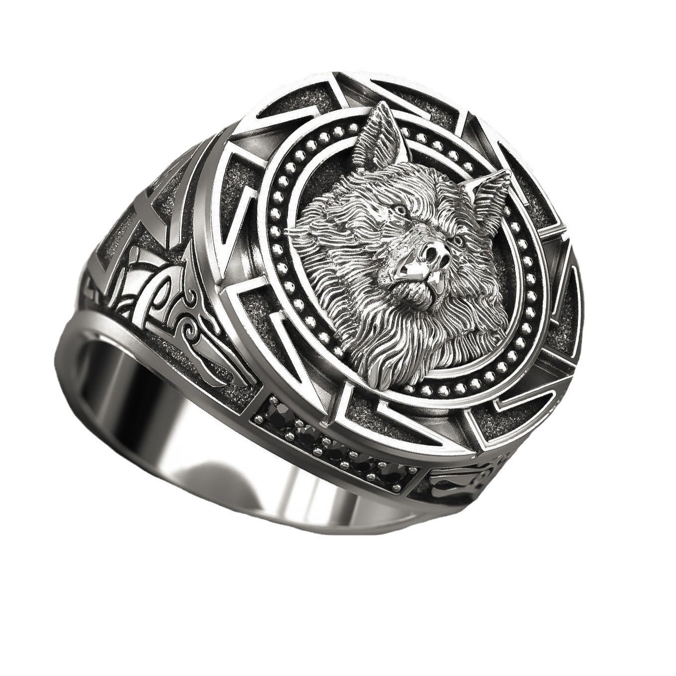 Men's Viking Warrior Wolf Head Vintage Totem Rings