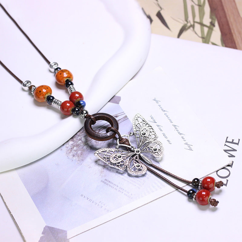 Ceramic Sweater Chain Jewelry Beaded Chinese Female Light Luxury Necklaces
