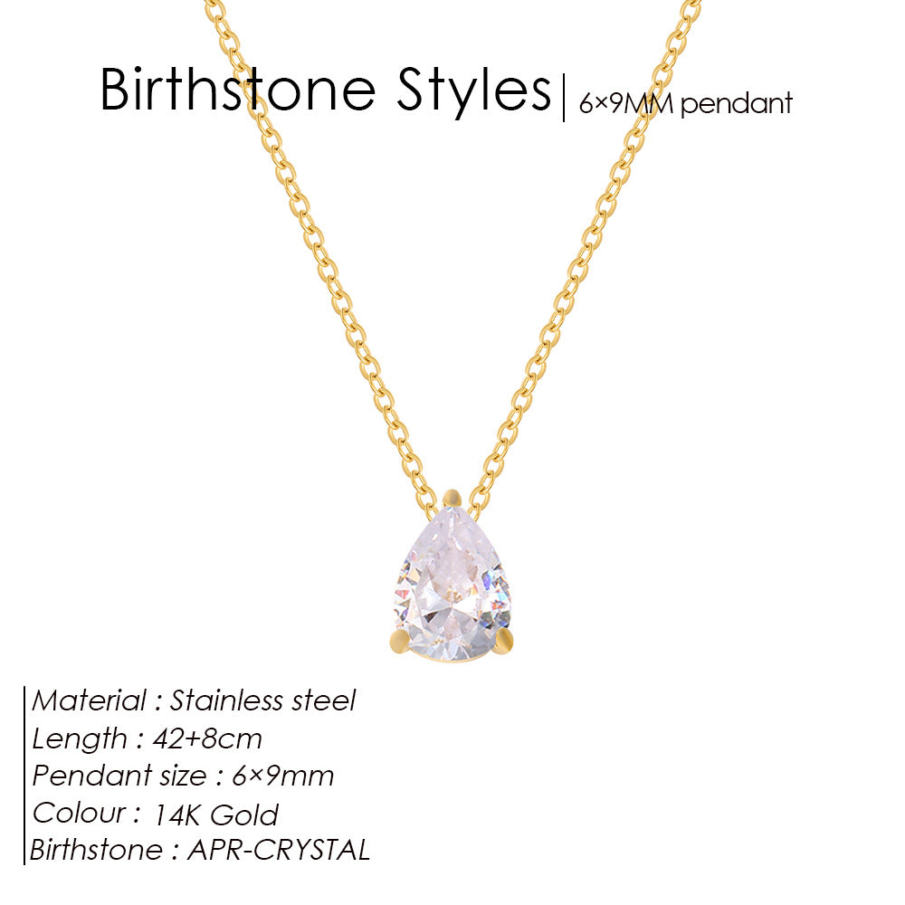 Zircon Month Birthstone Birthstones Vacuum Electroplating Necklaces