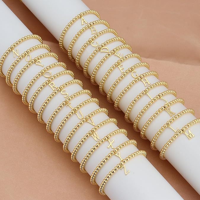Letter Golden Balls Beaded Clip Glossy Bracelets