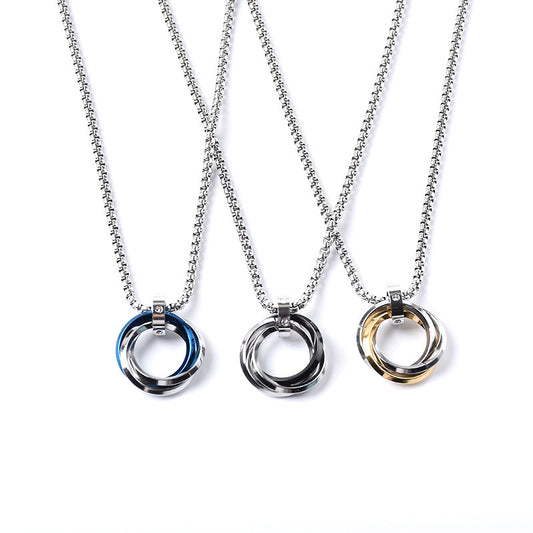 Men's Titanium Steel Blue Niche Sweater Chain Couple Necklaces