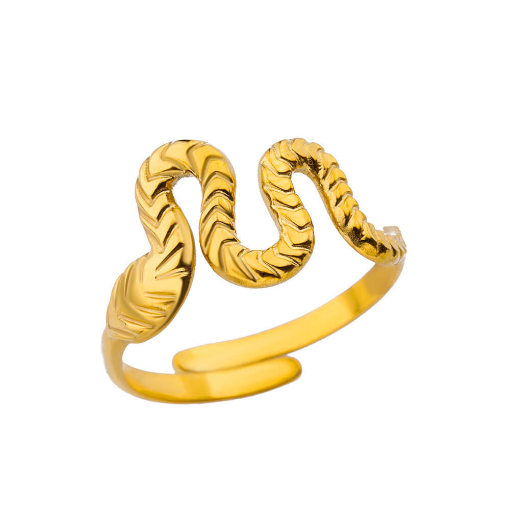 Snake Gold-plated Stainless Steel Oil Pressure Four-leaf Rings