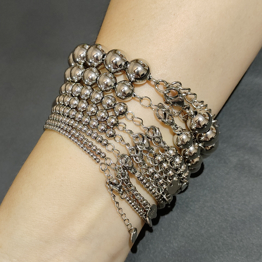 Men's Simple Fashion Steel Ball Material Elastic Bracelets