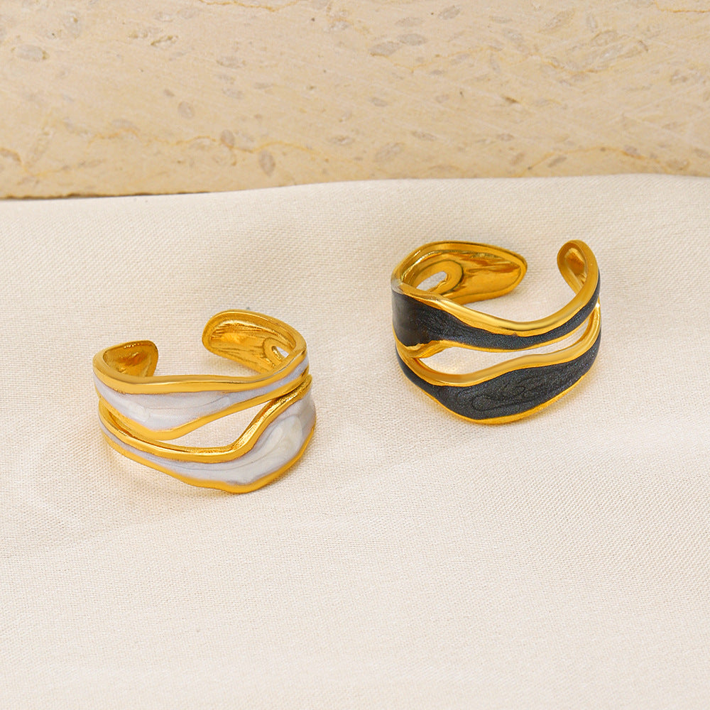 Irregular Dribble Sst French Retro Gold-plated Rings