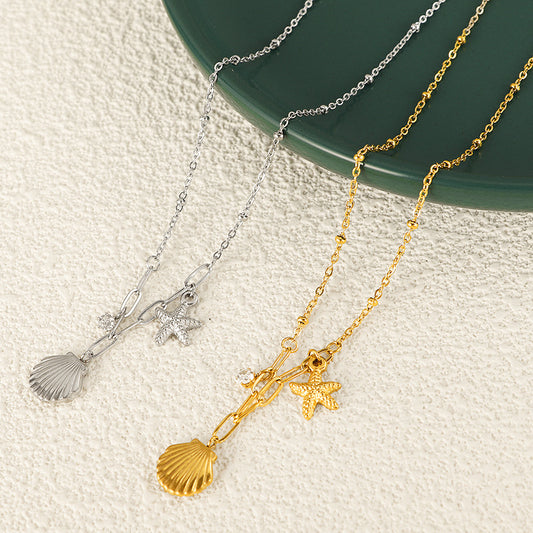 Rhinestone Clavicle Titanium Steel Vacation Style Special Necklaces