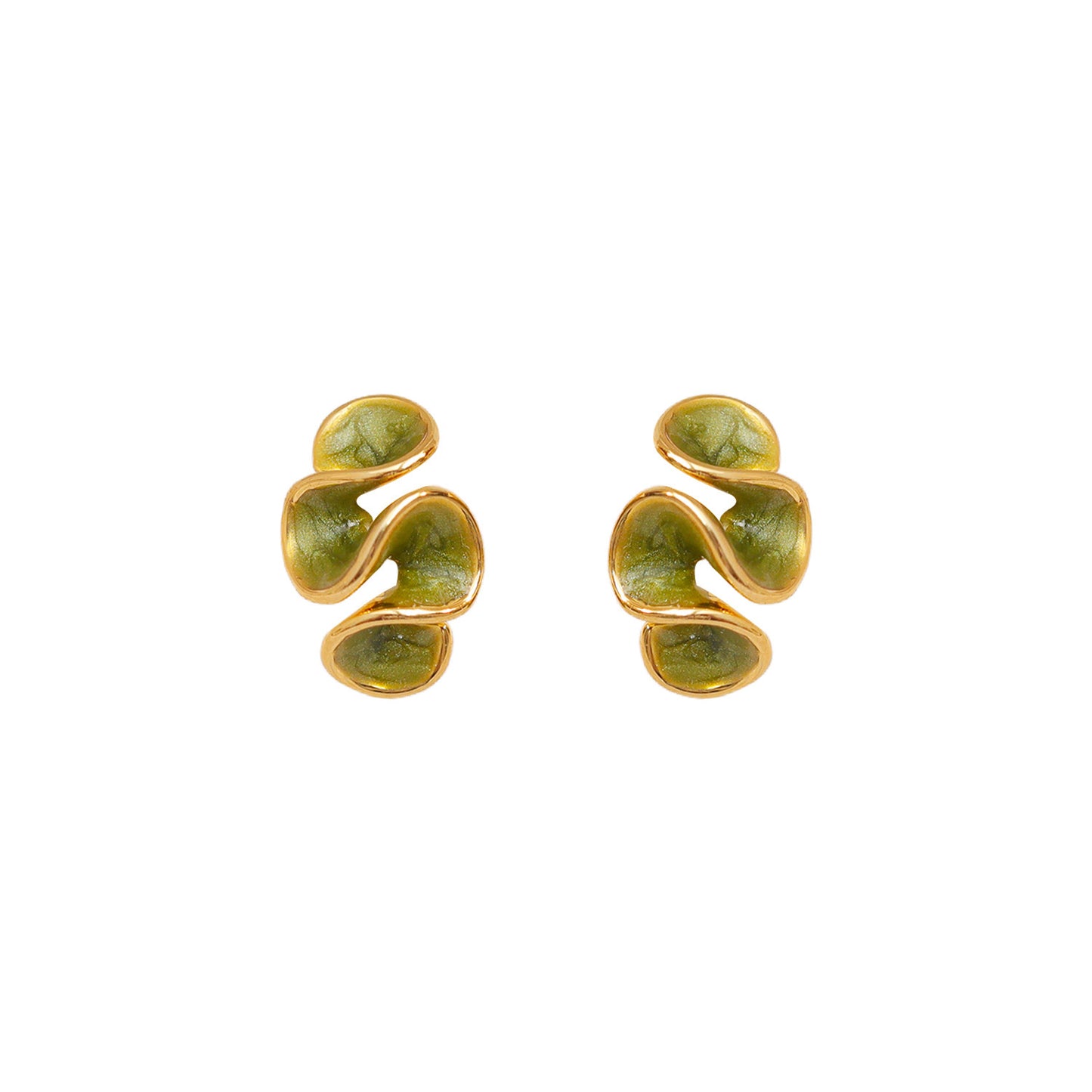 Summer Ruffled Drop Oil Sier Needle Pleated Earrings