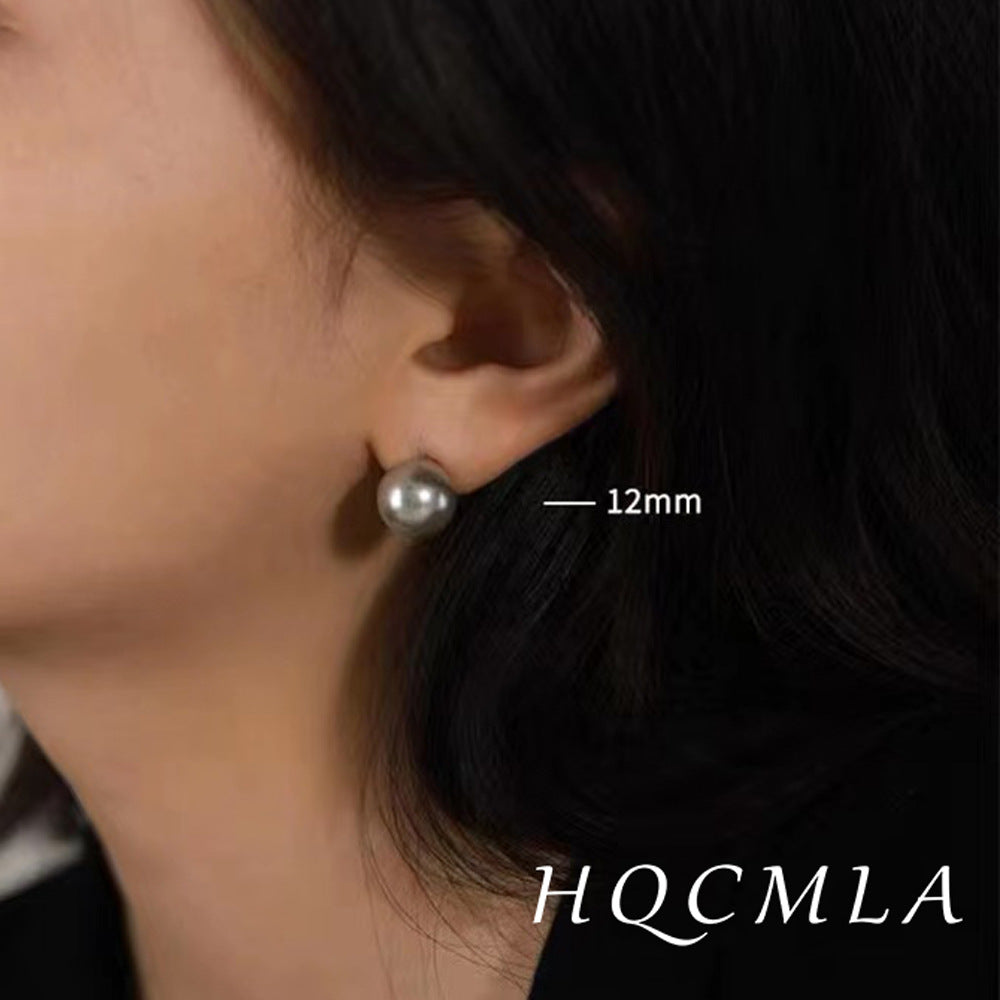 Pearl Perfect Circle Sier Strong Light Earrings