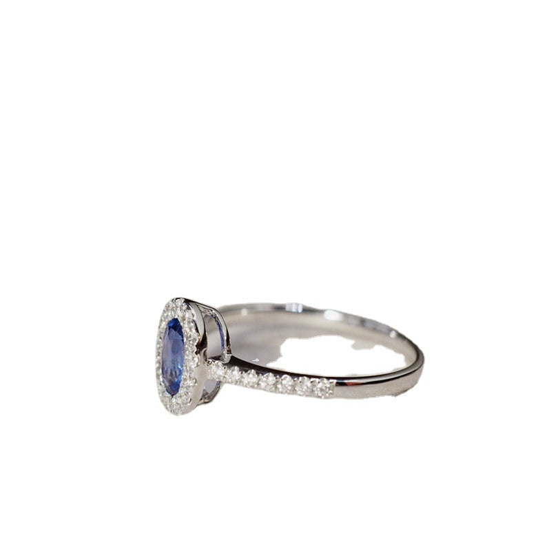 Women's Sier Gold-plated Diamond Blue Fashion Personalized Rings