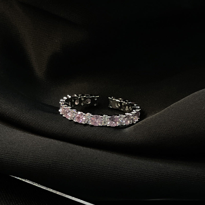 Full Rhinestone Zircon High-grade Open Light Luxury Minority Rings