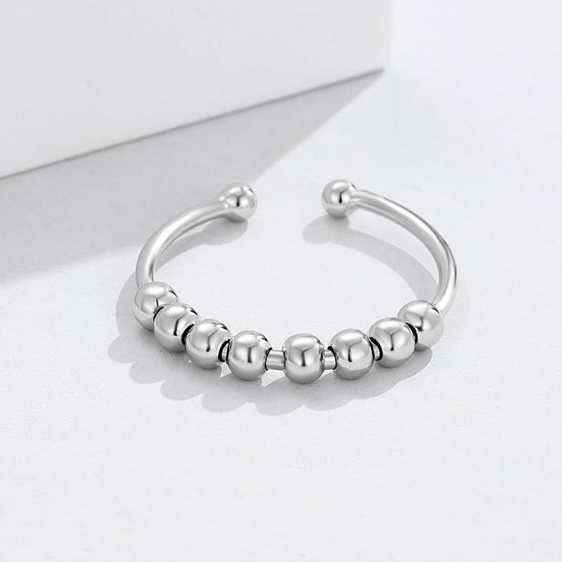 Sterling Sier Adjustable Pressure Beads Spiral Rings