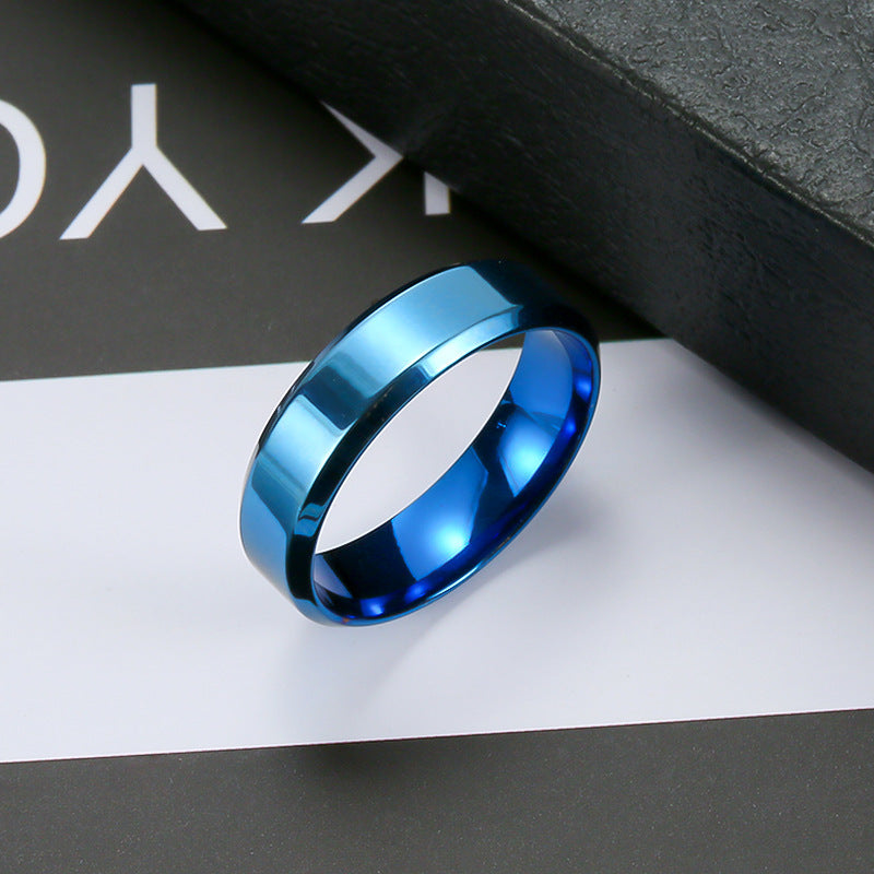 Steel Oblique Trimming Glossy Solid Color Plain Circle Rings
