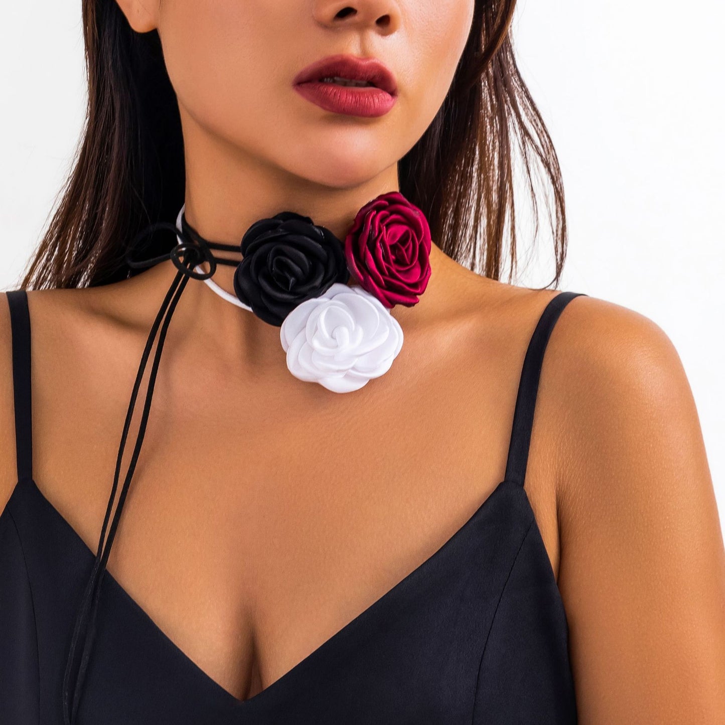 Women's Three-dimensional Rose French Long Camellia Suit Collar