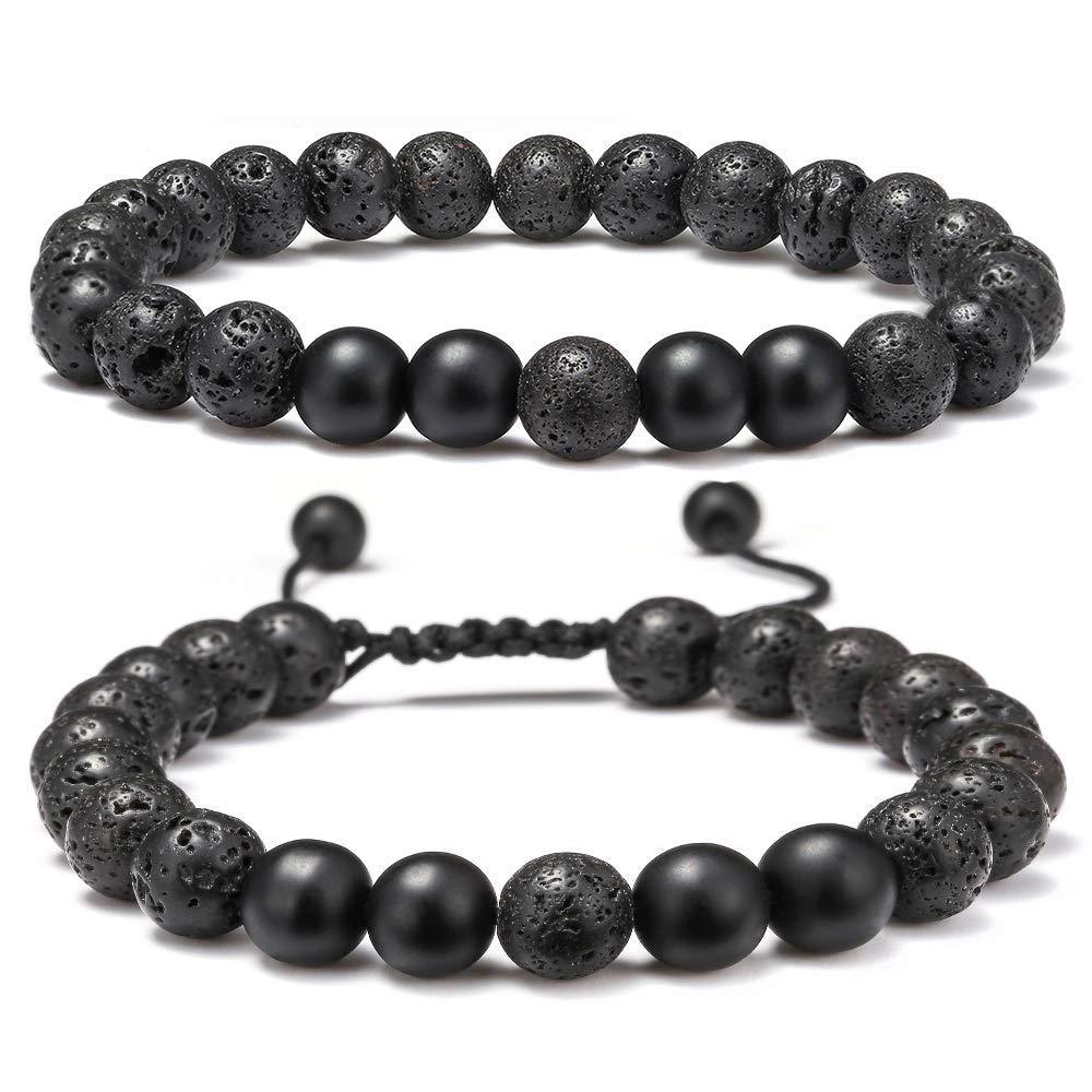 Turquoise Woven Lava Stone Adjustable Volcanic Bracelets