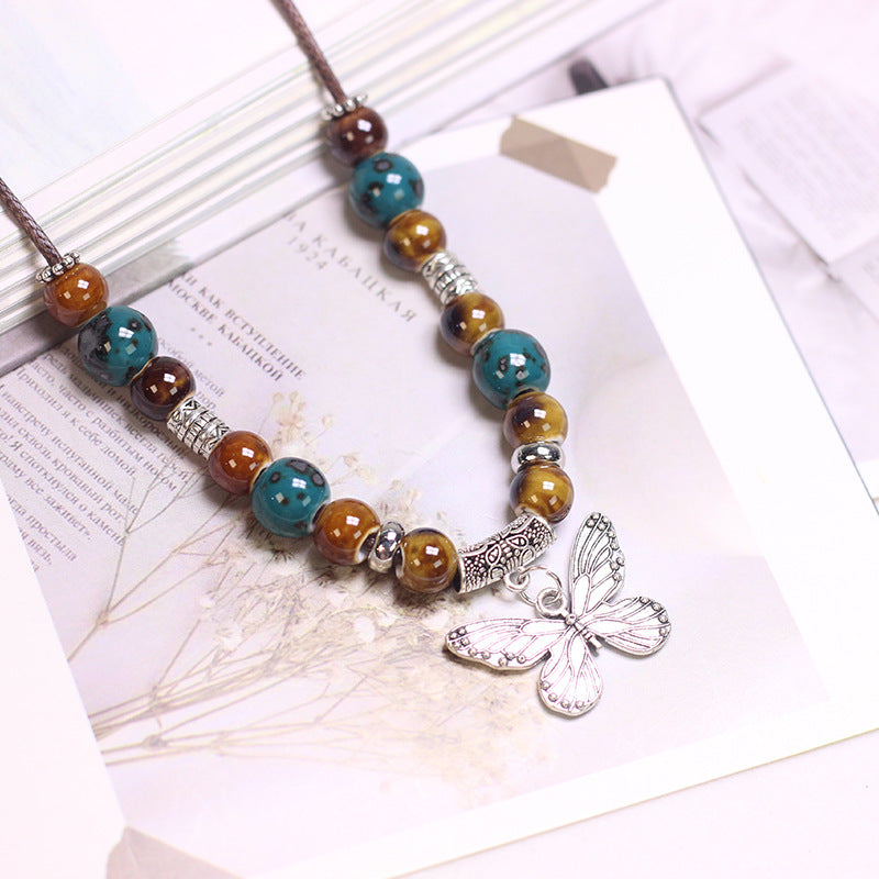 Ceramic Sweater Chain Jewelry Beaded Chinese Female Light Luxury Necklaces