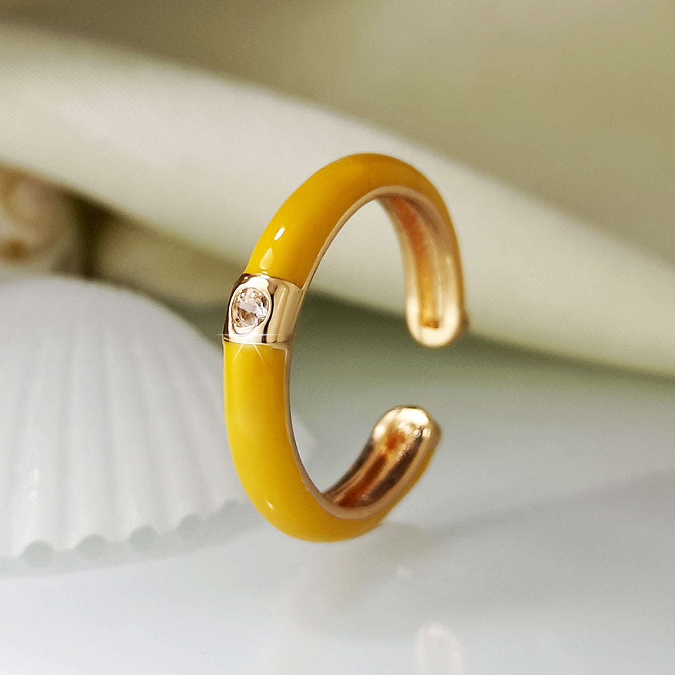 Gold-plated Zircon Simple Design Colorful Oil Rings