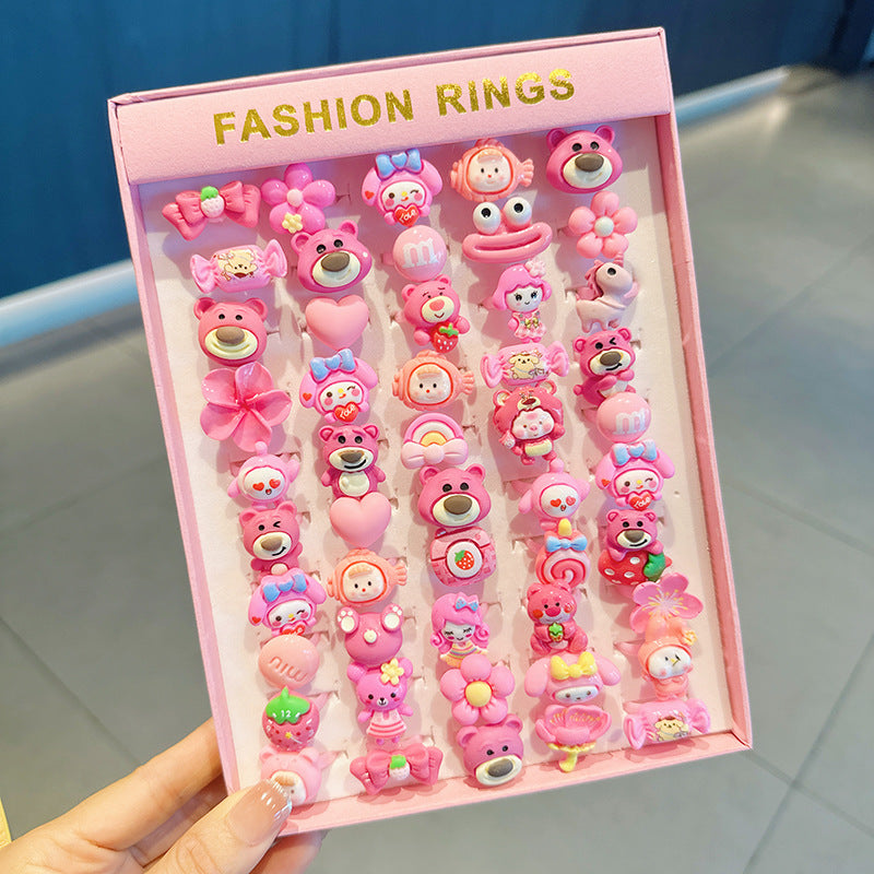 Children's Cartoon Nostalgic Frosted Texture Plastic Kindergarten Rings