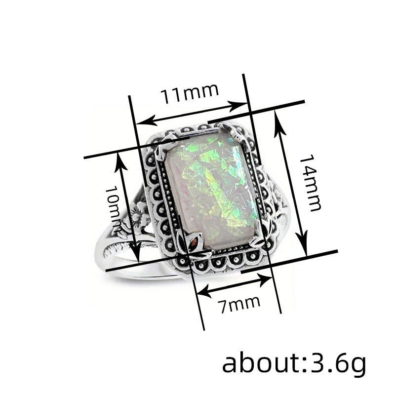 Imitation Opal Glossy Female Lady Elegant Lace Ring