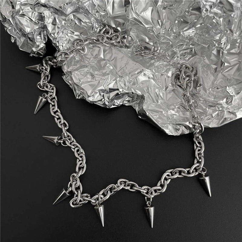 Women's & Men's Tassel Rivet Geometric Cone Design Clavicle Metal Pendants