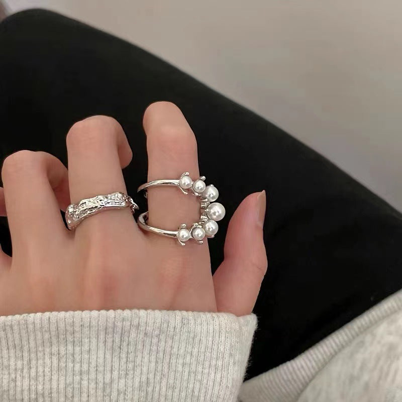 U-shaped Hollow Open-end Pearl Index Finger Rings