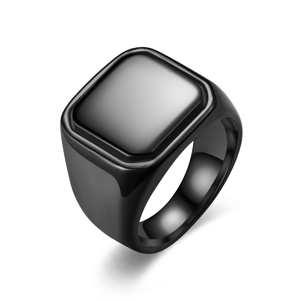 Men's Personalized Hip Hop Square Glossy Stainless Rings