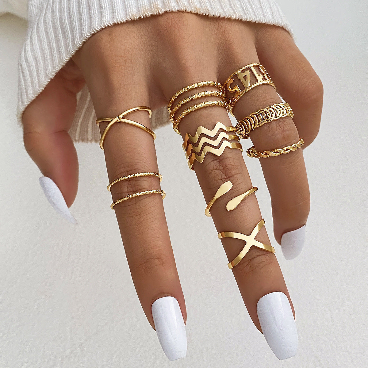 Diamond Eye Cross Leaf Set Pearl Rings