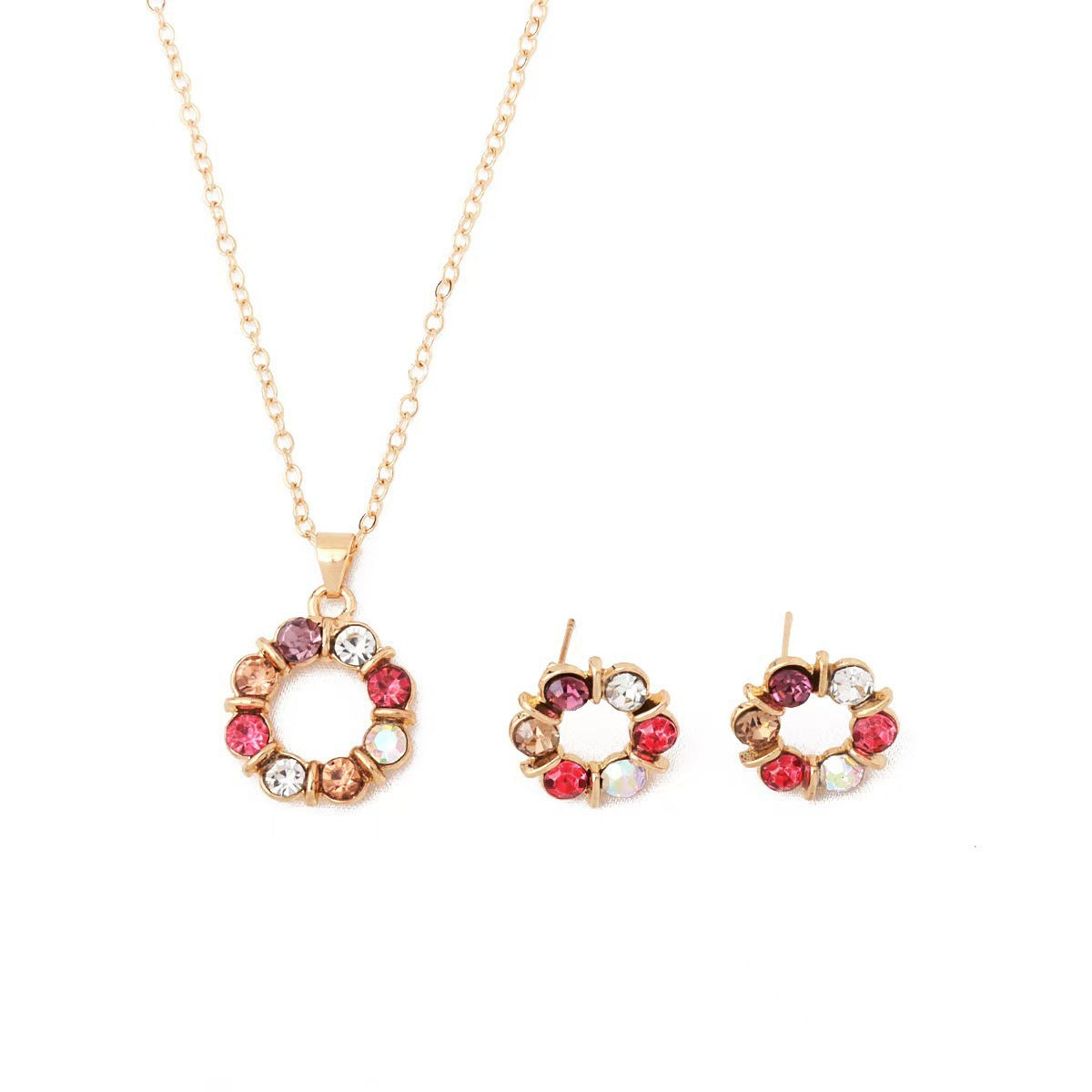 Women's Flower Circle Diamond Niche Design For Jewelry Set