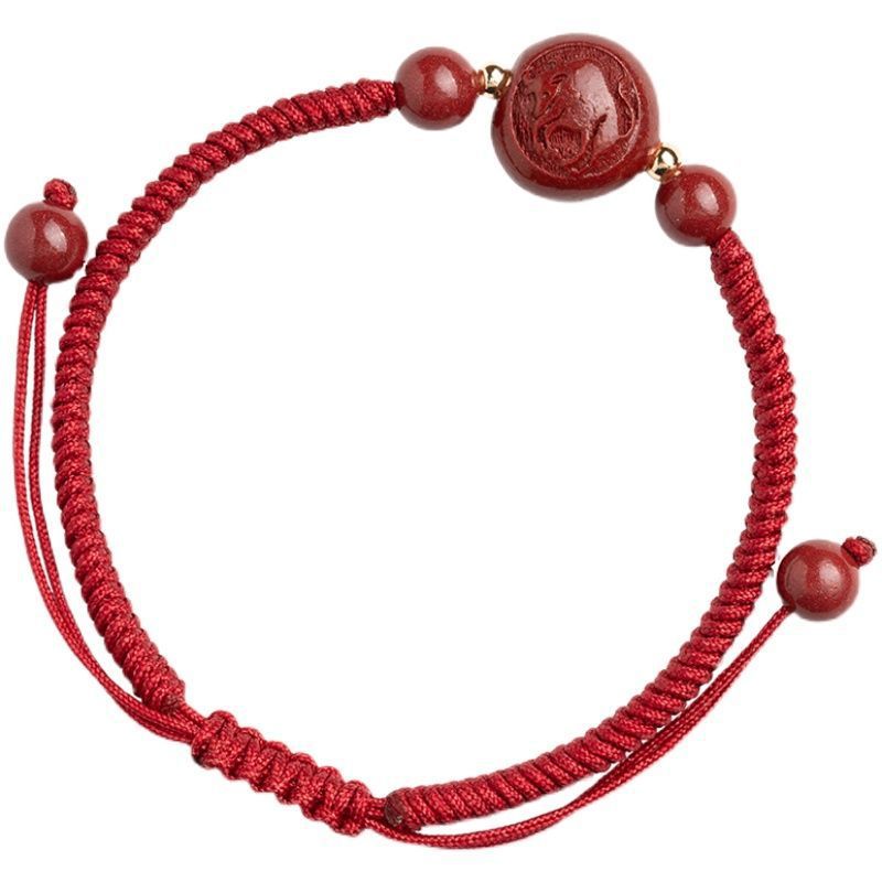Women's & Men's Cinnabar Life Good Fortune Red Carrying Strap Rope Braid Bracelets