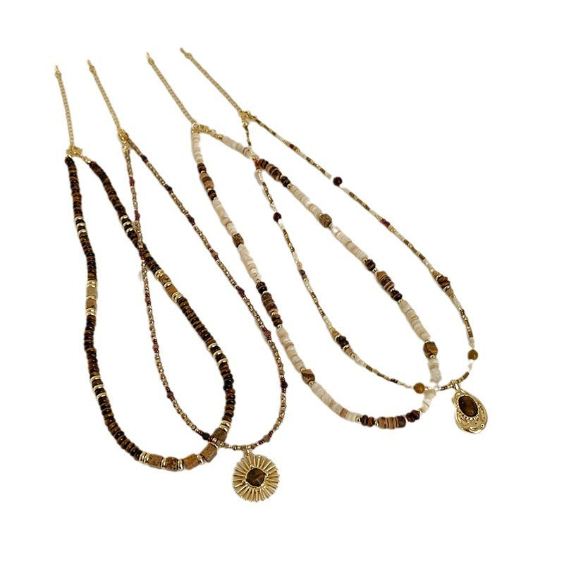 Stone Beaded Female Niche Retro Personality Necklaces