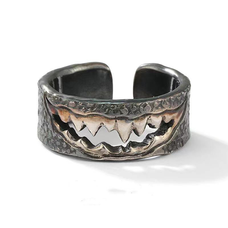 Men's Venom Sier Domineering Retro Handmade Punk Single Ring