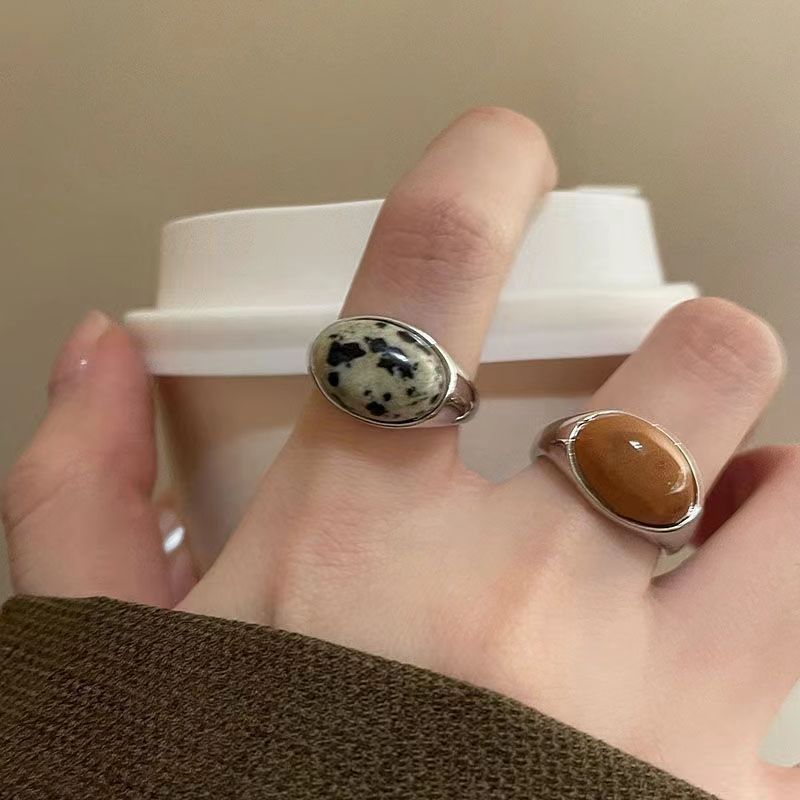 Natural Stone Open Female Fashion Personalized Cold Style Rings