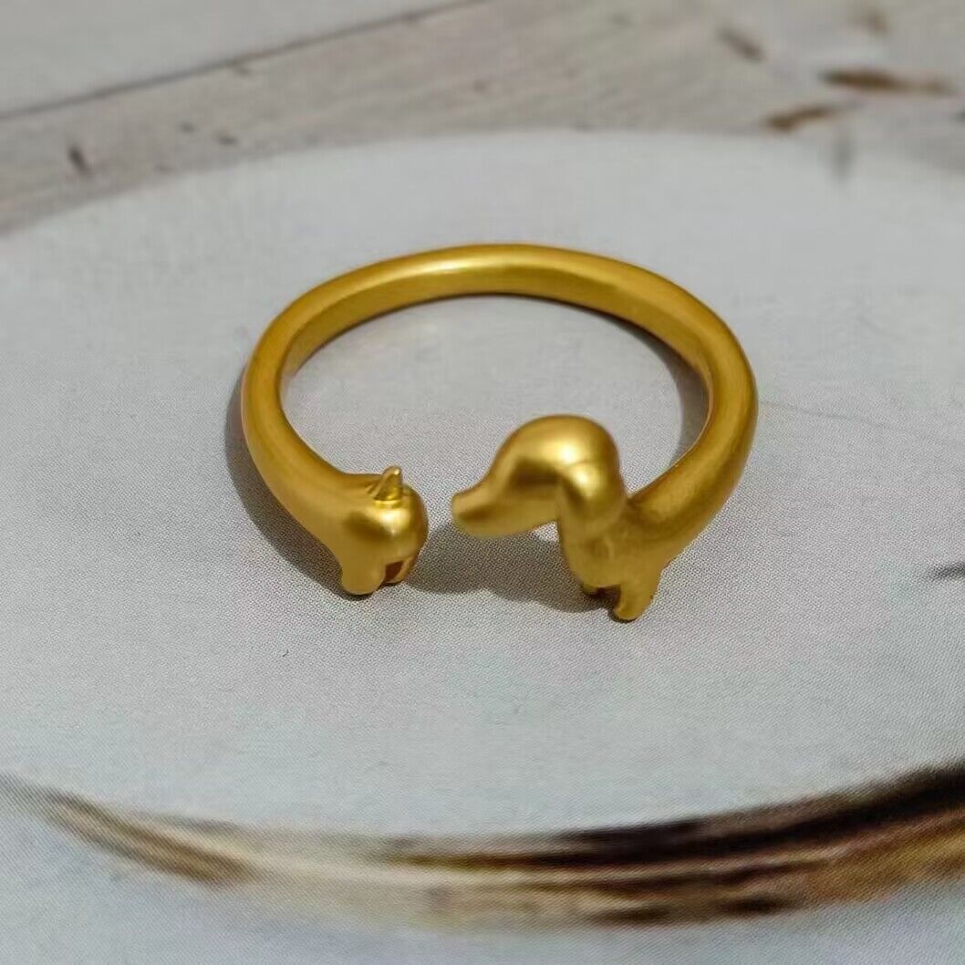 Design Sausage Dog Female Personalized Gift Cute Matte Creative Rings