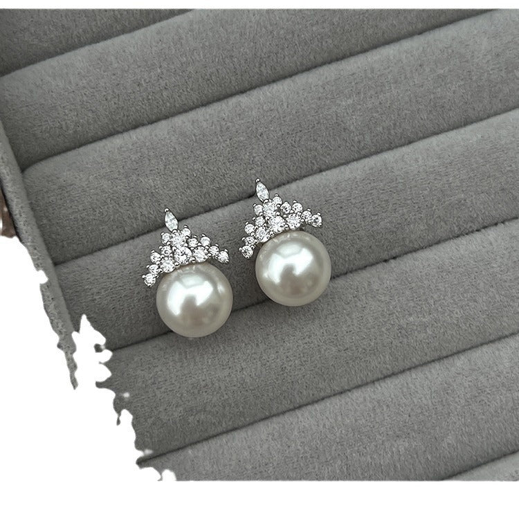 Queen Sterling Sier Strong Light Pearl Luxury High Earrings